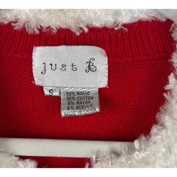 Vtg‎ Just B Ugly Christmas Sweater Cardigan Dangle Santa Reindeer Size Small - Picture 3 of 7